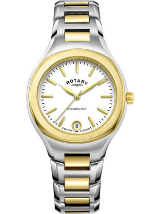 Rotary Kensington Γυναικείο Ρολόι με Ασημί Χρυσό Μεταλλικό Μπρασελέ LB05106/02
