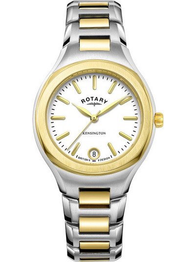 Rotary Kensington Γυναικείο Ρολόι με Ασημί Χρυσό Μεταλλικό Μπρασελέ LB05106/02