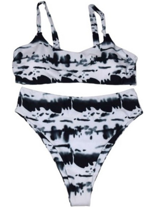 Sandra Fellini Bikini Set Μπουστάκι Ψηλόμεσο Μαύρο Λευκό 22-36C