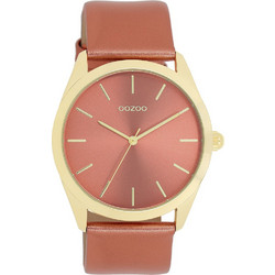 Oozoo Timepieces Γυναικείο Ρολόι με Σομόν Δερμάτινο Λουράκι C11335