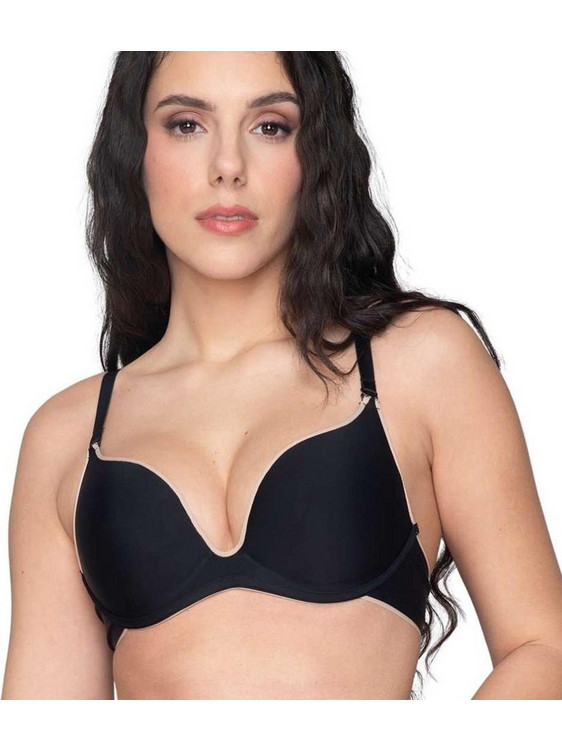 Luna Miracle One Σουτιέν για Βαθύ Ντεκολτέ Push Up με Μπανέλα Μαύρο 1809