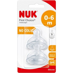 Nuk Θηλή Σιλικόνης για Μπιμπερό 0m+ Αργής Ροής 2τμχ 10.709.244