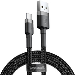 Baseus Cafule Braided USB-A to USB-C 3m Black Grey CATKLF-UG1