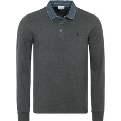 U.S. Polo Assn. Ανδρική Μπλούζα Polo Μακρυμάνικη Ανθρακί 5061247773P-189