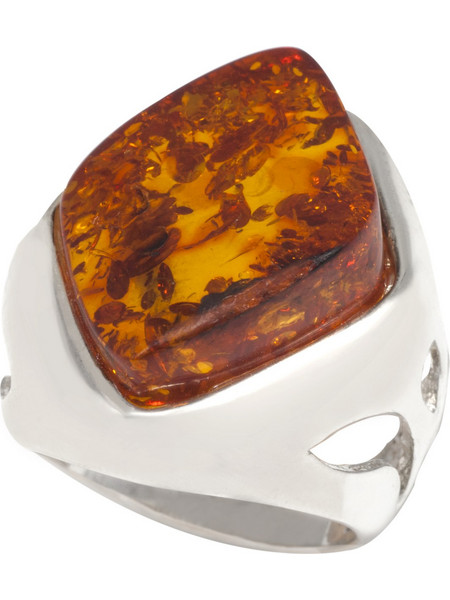 Silverline Γυναικείο Δαχτυλίδι από Ασήμι 925 με Κεχριμπάρι 0430392601