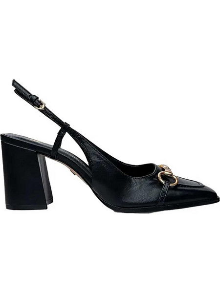 Carrano Γόβες Slingback Δερμάτινες με Χοντρό Ψηλό Τακούνι Μαύρες E67410