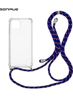 Sonique Strap Back Cover Transparent / Rainbow Blue (iPhone 13 mini)