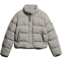 Superdry Γυναικείο Μπουφάν Χειμωνιάτικο Puffer Κοντό Γκρι W5011737A-07Q