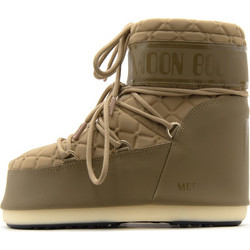 Moon Boot Ambidextrous Γυναικεία Μποτάκια Χιονιού Δερμάτινα Χακί Αδιάβροχα με Γούνα 1409540-M013