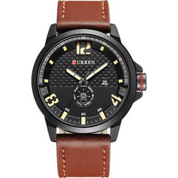 Curren Ανδρικό Ρολόι με Καφέ Δερμάτινο Λουράκι 8253 Brown/Black