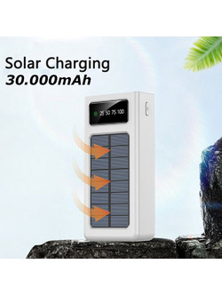 Treqa TR-957 Ηλιακό Power Bank 30000mAh με Θύρα USB-A & Θύρα USB-C White