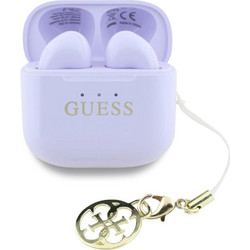 Guess Glossy Effect Printed Classic Logo Ακουστικά Bluetooth Earbud Ανθεκτικά στο Νερό Lavender