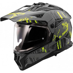 LS2 MX702 Pioneer II Crazy Matt Black Yellow Grey Κράνος Μηχανής On / Off 1400gr