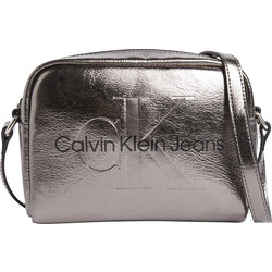 Calvin Klein Γυναικείο Τσαντάκι Χιαστί Λουστρίνι Ασημί με Ιμάντα K60K612731-ADA