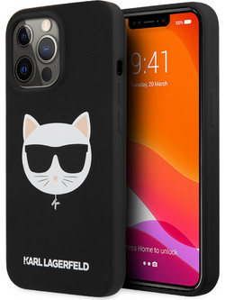 Karl Lagerfeld 3D Rubber Case Choupette's Head Back Cover Black (iPhone 13 Pro)