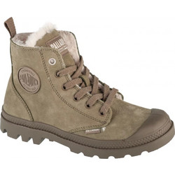 Palladium Pampa Hi Zip WL Γυναικεία Αρβυλάκια Δερμάτινα Μπεζ με Χοντρό Χαμηλό Τακούνι και Γούνα 95982-377-M