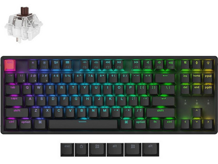 Keychron K8 V2 QMK Aluminium Hot Swappable Ασύρματο Μηχανικό Gaming Πληκτρολόγιο TenKeyLess με Keychron Super Brown Διακόπτες RGB Black