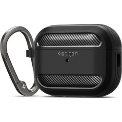 Spigen Rugged Armor Θήκη Σιλικόνης με Γάντζο για Apple AirPods Pro 1 / 2 Μαύρη