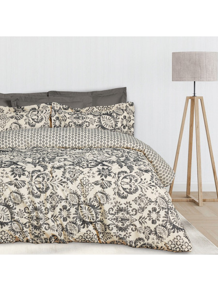 Das Home Σετ Σεντόνια King Size Βαμβακερά 260x280 Happy 9677 Black Taupe