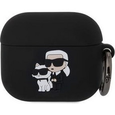Karl Lagerfeld 3D Logo NFT Karl and Choupette Θήκη Σιλικόνης με Γάντζο για Apple AirPods 3 Μαύρη