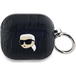 Karl Lagerfeld Embossed Karl Head Θήκη Σιλικόνης με Γάντζο για Apple AirPods 3 Μαύρη