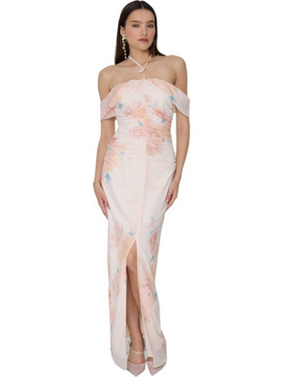 Mind Matter Ambrosia Maxi Καλοκαιρινό Φόρεμα για Γάμο / Βάπτιση Nude Ambrosia MML25-01-07-037