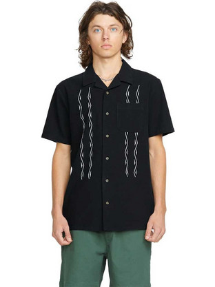 Volcom Ανδρικό Πουκάμισο Βαμβακερό Κοντομάνικο Κανονική Γραμμή Μαύρο A0412505-BLK