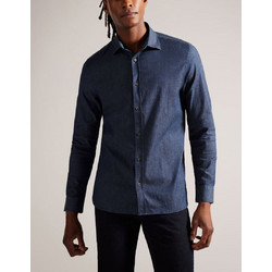 Ted Baker Ανδρικό Πουκάμισο Τζιν Μακρυμάνικο Slim Fit Μπλε 272625