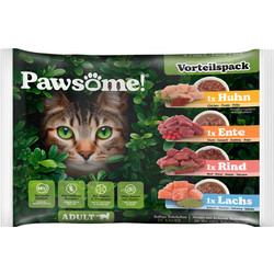 Pawsome Adult MultiPack with Meat & Fish in Gravy 4x85gr