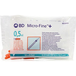 BD Micro-Fine Σύριγγες 0.5ml με Βελόνα Ινσουλίνης 29G 12.7mm 10τμχ
