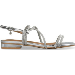 Envie Shoes Δερμάτινα Γυναικεία Σανδάλια με Στρας Ασημί E37-21101-21