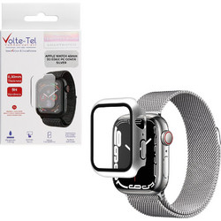 Volte-Tel Πλαστική Θήκη Tempered Glass για Apple Watch 7 45mm Ασημί