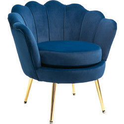 HOMCOM Πολυθρόνα Βελούδινη Navy Μπλε Vintage 839-012BU