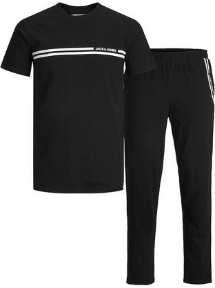 Jack & Jones Καλοκαιρινές Ανδρικές Πιτζάμες Βαμβακερές Μαύρες 12223560