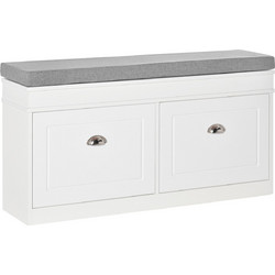HOMCOM Παπουτσοθήκη Σκαμπό Ξύλινη Λευκή M55xΠ24xΥ104cm 837-138