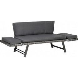 Outsunny Διθέσιος Καναπές Εξωτερικού Χώρου Rattan Γκρι 129x63x67cm 860-049GY