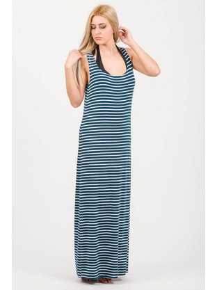Rima Maxi Καλοκαιρινό Καθημερινό Φόρεμα Μεταξωτό Navy Μπλε 6019-2-2