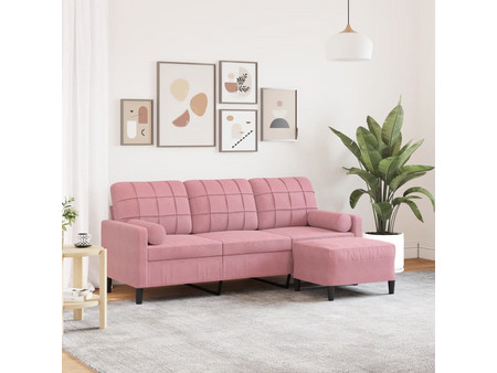 vidaXL Τριθέσιος Καναπές Βελούδινος Ροζ 198x77x80cm 3278270