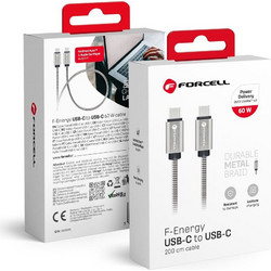 Forcell C237 Braided USB-A to USB-C 60W 2m Silver 5903396378492