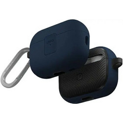 Uniq Clyde Lock Θήκη Σιλικόνης με Γάντζο για Apple AirPods Pro 2 Μαύρη Μπλε