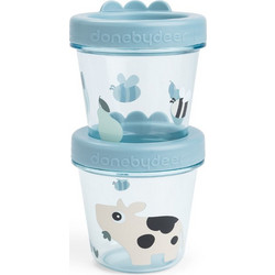 Done by Deer Δοχείο Αποθήκευσης Φαγητού Tiny Farm Blue 2x150ml