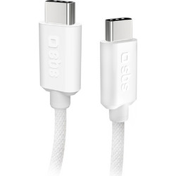SBS Braided USB-C to USB-C 60W 1.5m White 8018417439704