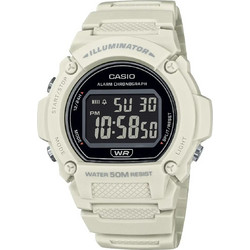 Casio Ψηφιακό Ανδρικό Ρολόι Χρονογράφος με Λευκό Καουτσούκ Λουράκι W-219HC-8BVDF