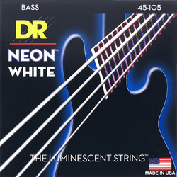 DR Strings Neon White NWB-45 Σετ 4 Χορδές Ηλεκτρικού Μπάσου Nickel Plated Steel 45-105" Medium Tension