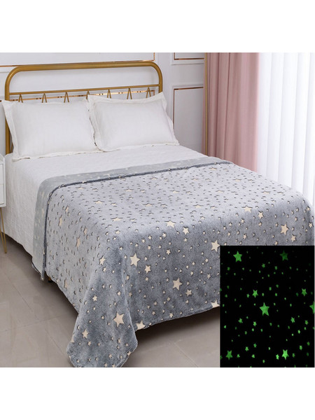 Silk Fashion Παιδική Κουβέρτα Fleece Αστεράκια Φωσφοριζέ 170x220 Γκρι