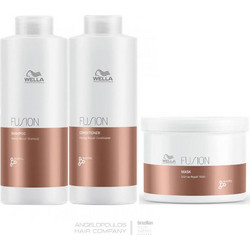 Wella Fusion Σετ Περιποίησης Μαλλιών Conditioner 1lt + Μάσκα 500ml + Σαμπουάν 1lt