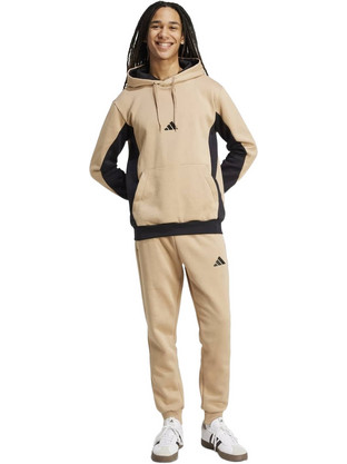 Adidas Sportswear Ανδρικό Σετ Φόρμας Fleece με Λάστιχο Μπεζ KB5265
