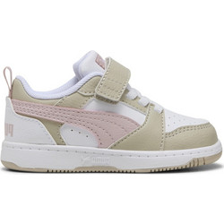 Puma Rebound V6 Παιδικά Sneakers Λευκά Μπεζ Ροζ 397420-31