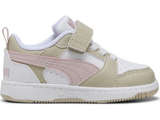 Puma Rebound V6 Παιδικά Sneakers Λευκά Μπεζ Ροζ 397420-31