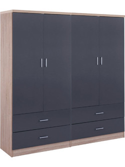 HomeMarkt Τετράφυλλη Ντουλάπα Ρούχων Reina Γκρι 160x42x180cm HM21259
